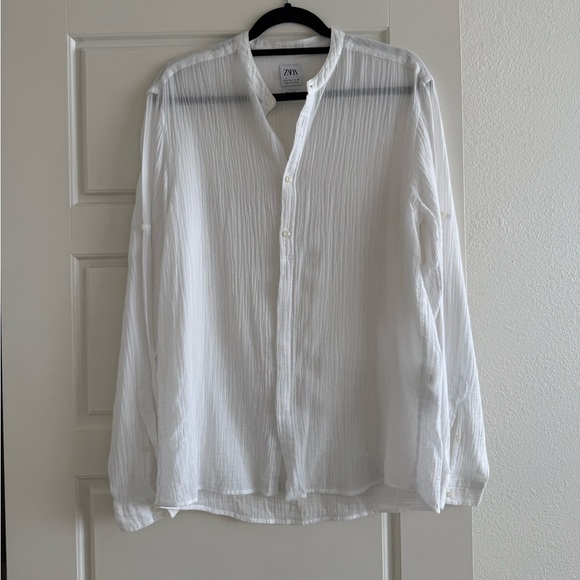 Zara Tops - Zara White Button-Up Shirt Long Sleeve Size Small